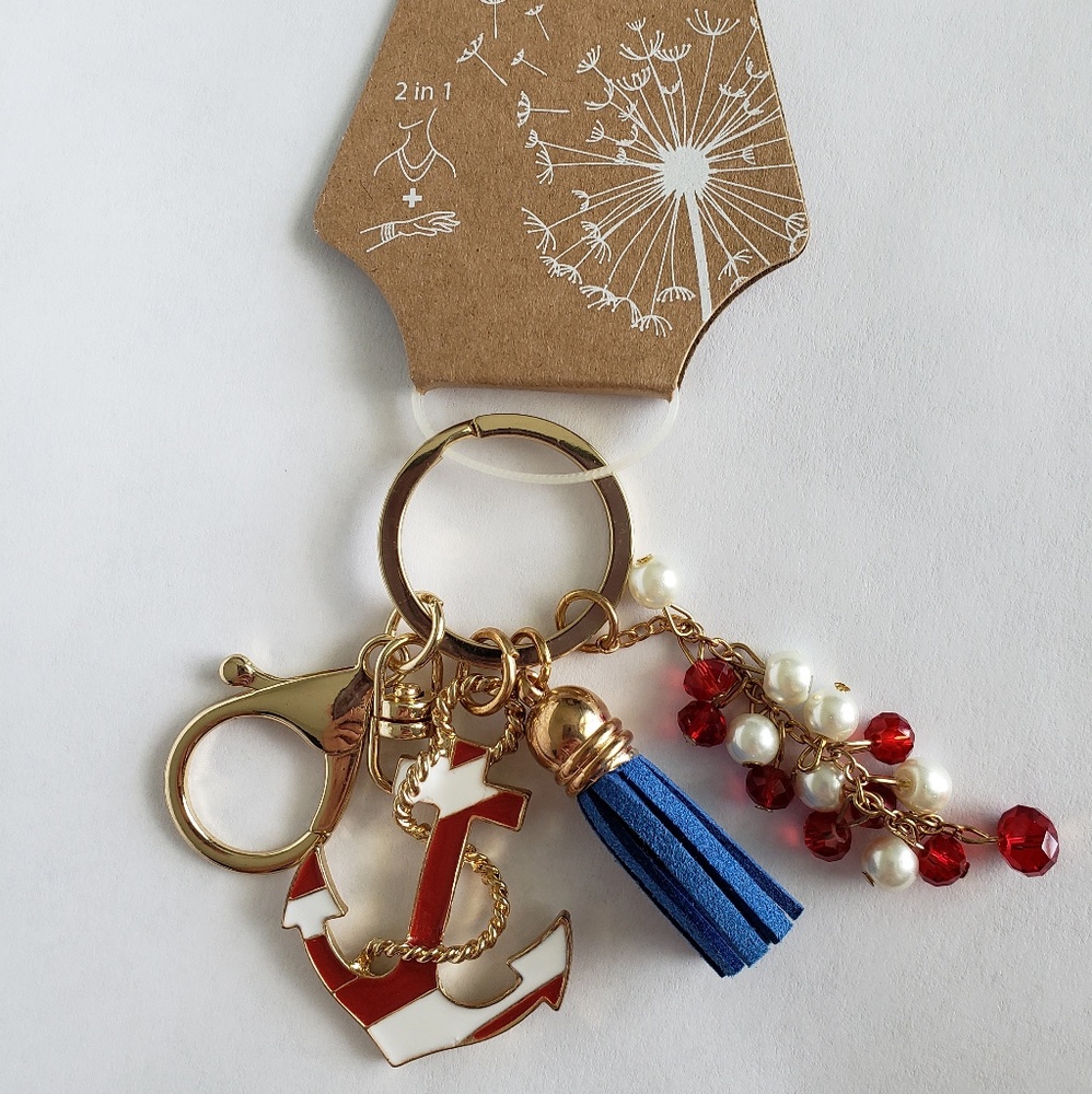 Gold Anchor Tassel Keychain